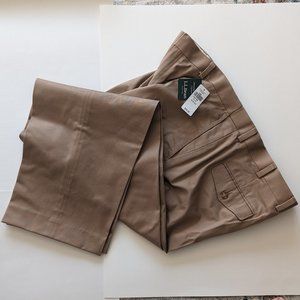 New L.L. Bean WF Dress Pants Chino Men 40 x 31 Wrinkle Free Cotton Dark Khaki